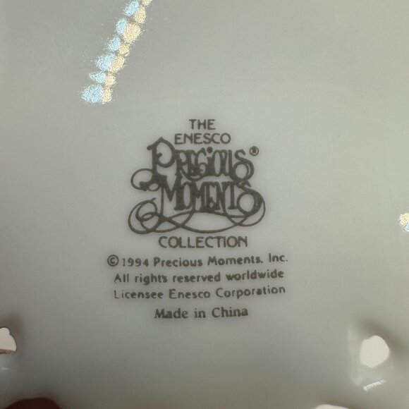 Precious Moments 1994 Tie Dings Of Joy Porcelain Ornament Holiday Design Pink - Picture 4 of 4